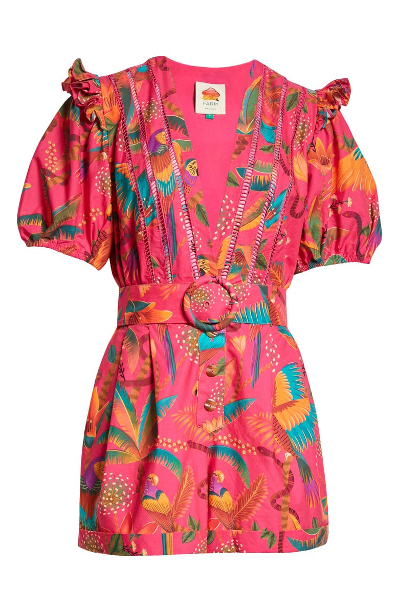 FARM Rio Macaw Party Belted Romper, Alternate, color, 