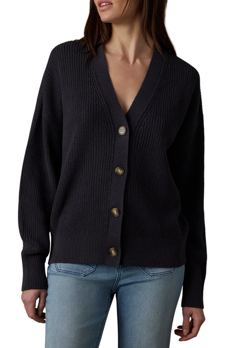 Miramar Linen & Organic Cotton Cardigan, Main, color, WASHED BLACK