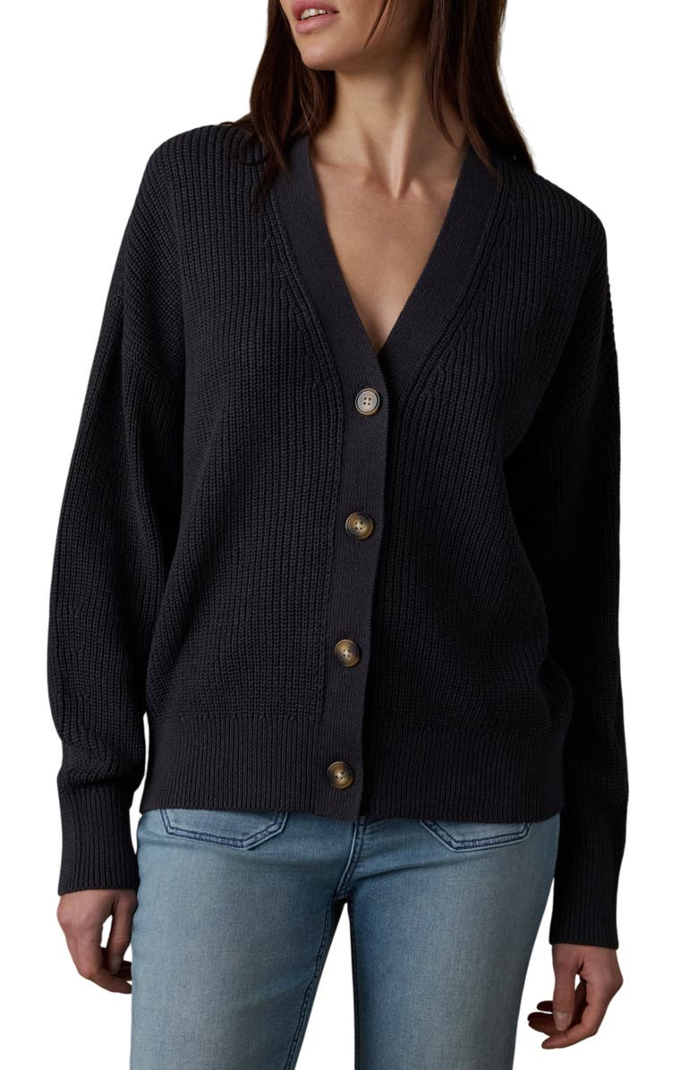 Faherty Miramar Linen & Organic Cotton Cardigan, Main, color, Washed Black
