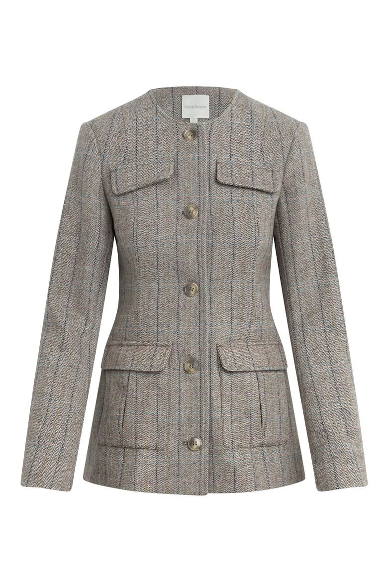 Spencer Herringbone Wool Blend Jacket, Alternate, color, NATURAL HERRINGBON