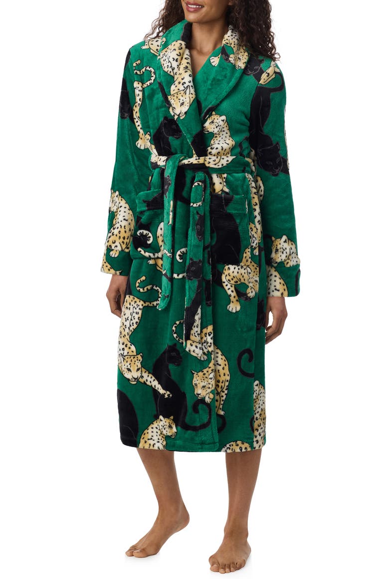 Shawl Collar Long Robe, Alternate, color, GREEN PT