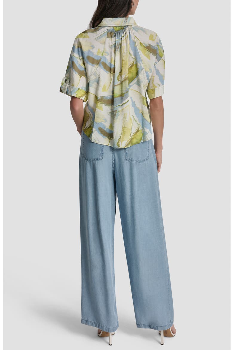 Print Short Sleeve Roll Tab Shirt, Alternate, color, MARCH WATERCOLOR