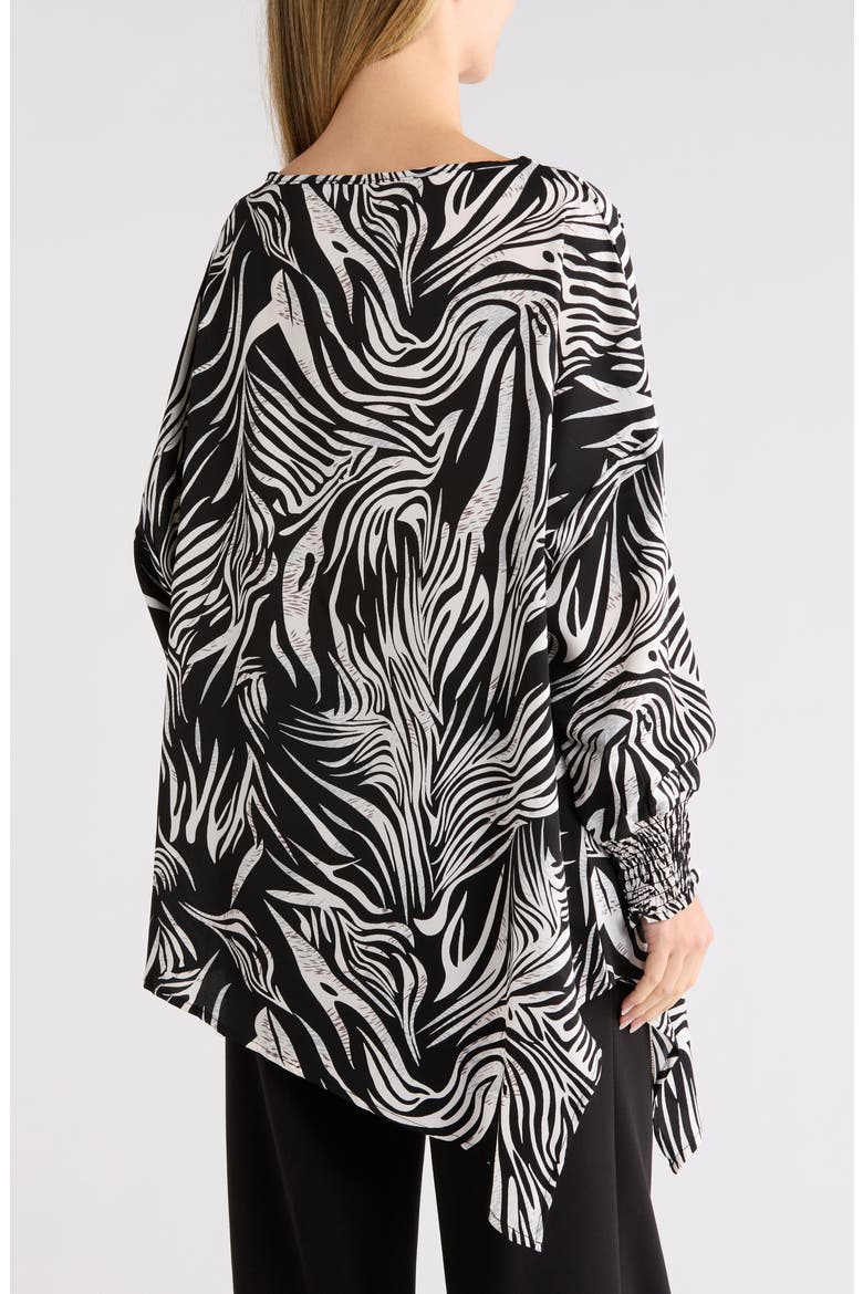 Asymmetric Tunic, Alternate, color, BLACK/ WHT