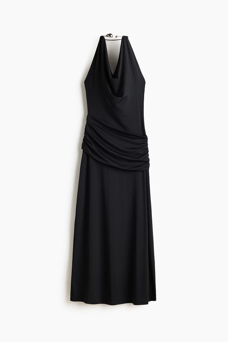 Draped Halterneck Dress, Main, color, Black