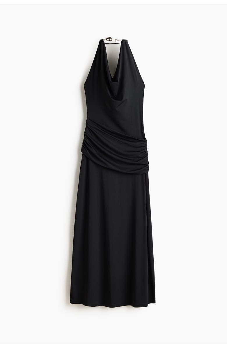 H&M Draped Halterneck Dress, Main, color, Black