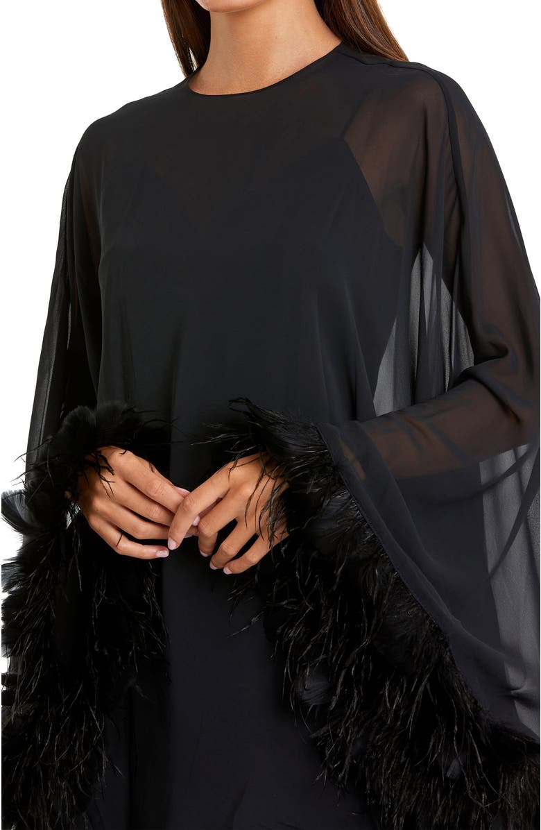 Mac Duggal Trapeze Dress with Feather Trim, Alternate, color,