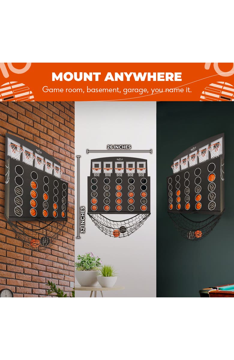 Swooc Games Low Post Lineup | Wall Mounted Basketball 4 In A Row, Alternate, color, Black