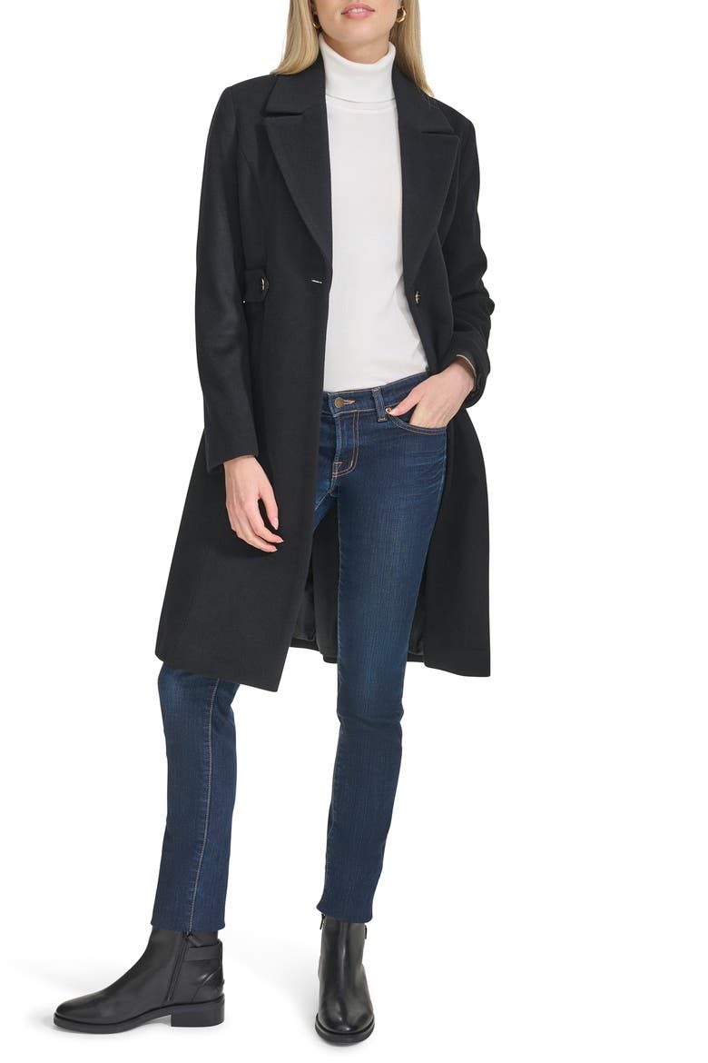 Slick Wool Blend Coat, Alternate, color, BLACK