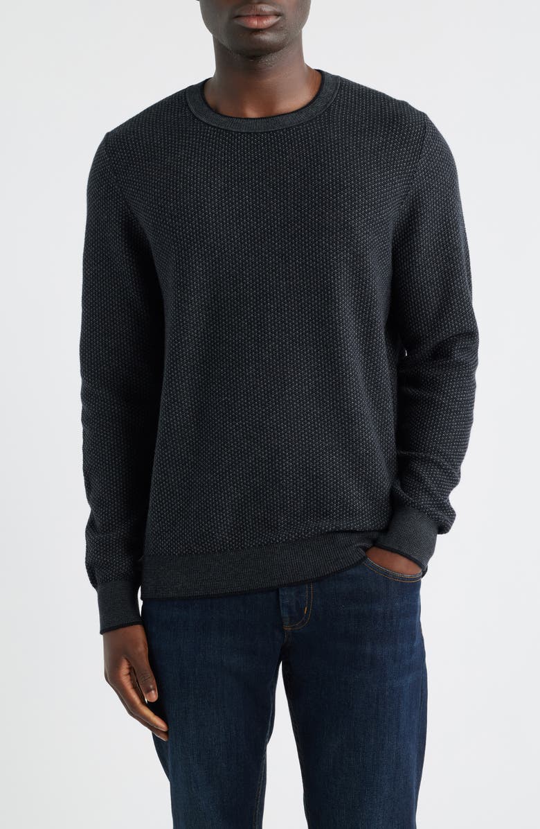 Nordstrom Texture Cotton & Cashmere Sweater, Main, color, Black- Grey Heather