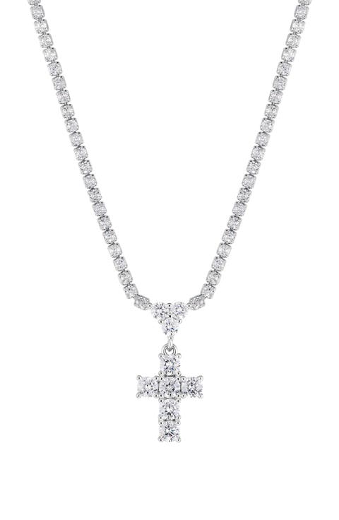 Cubic Zirconia Cross Pendant Necklace