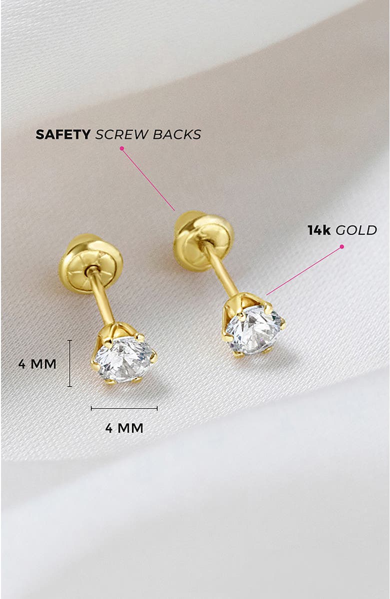 In Season Jewelry 14k Classic Prong Solitaire Earrings, Alternate, color, April