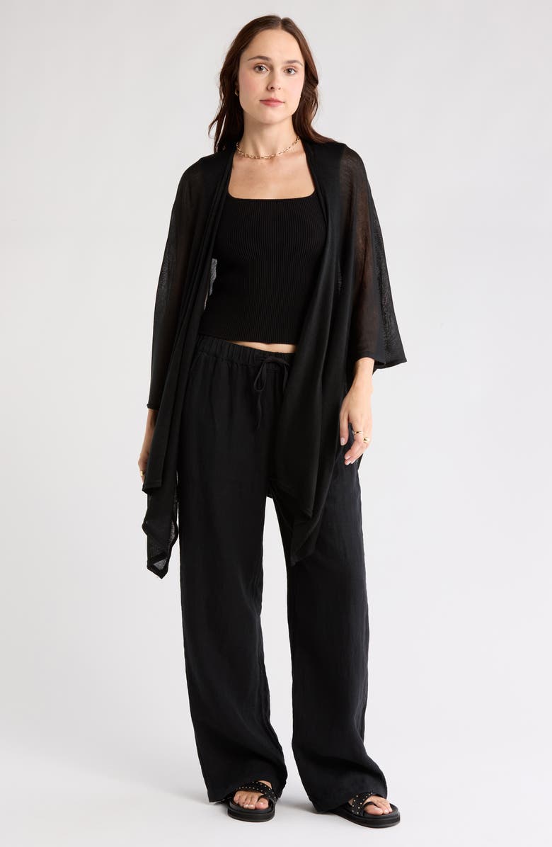 NORDSTROM RACK Stonewashed Lightweight Ruana, Main, color, Black