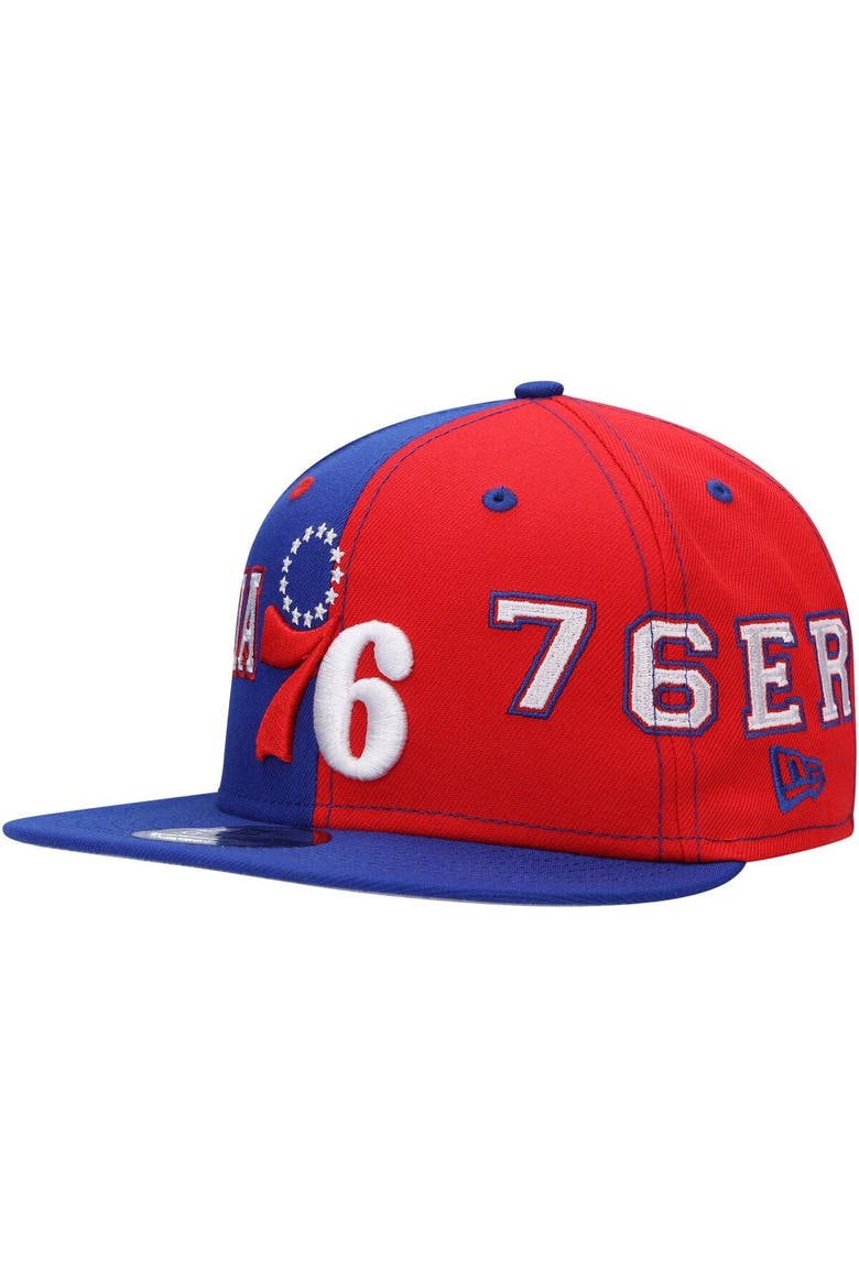 Men's New Era Royal/Red Philadelphia 76ers Team Split 9FIFTY Snapback Hat, Main, color, Royal