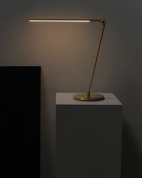 Brightech Libra 39" Dimmable Led Modern Desk Lamp With Usb Port And Adjustable Lamp Head In Brass