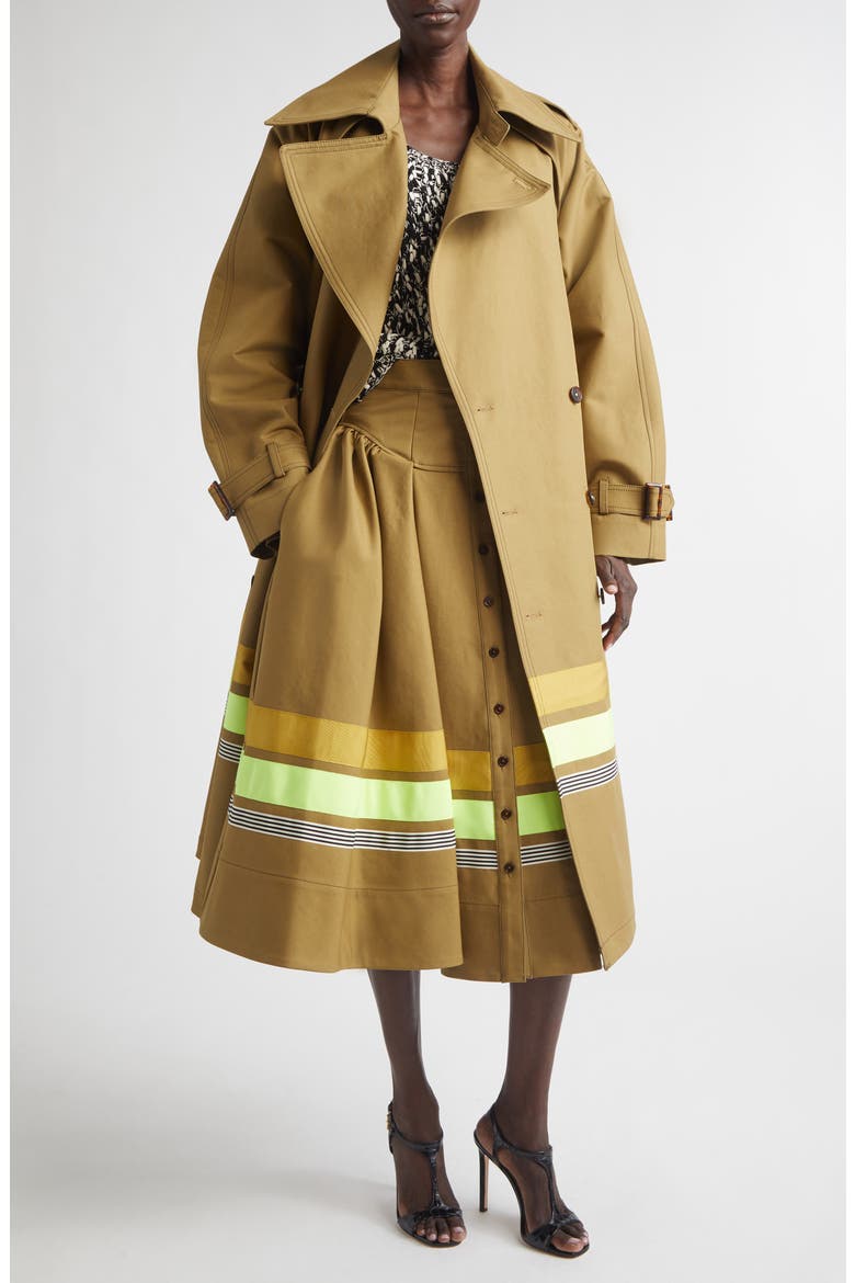 Stripe Detail Oversize Trench Coat, Alternate, color, CARDAMOM