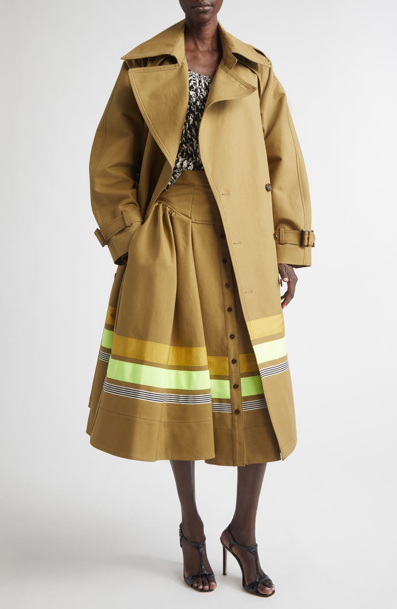Christopher John Rogers Stripe Detail Oversize Trench Coat, Alternate, color, Cardamom