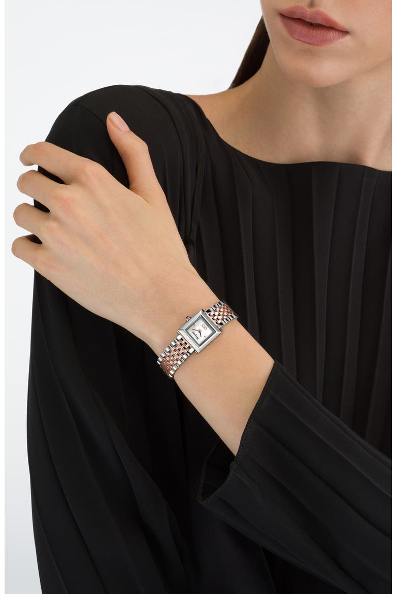 Square Bracelet Watch, 19mm x 19mm, Alternate, color, IP ROSE GOLD/ STAINLESS STEEL