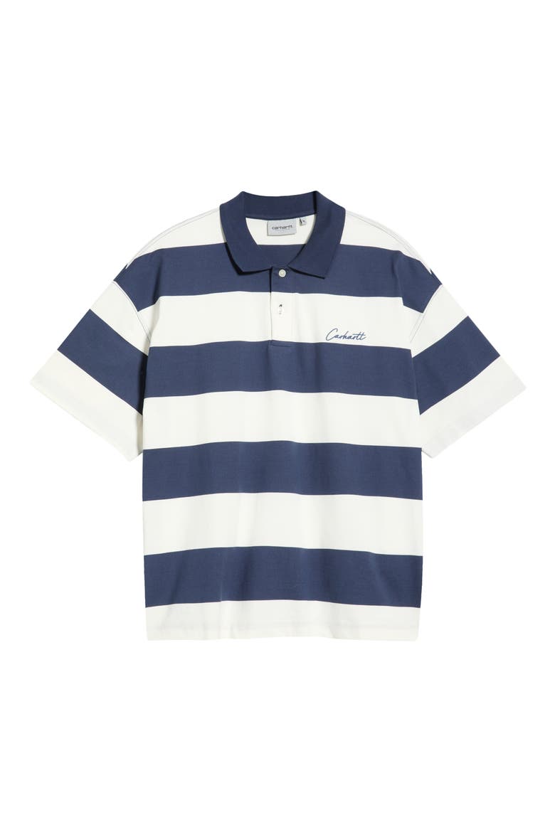 Delray Stripe Organic Cotton Jersey Polo, Main, color, DELRAY STRIPE, BLUE