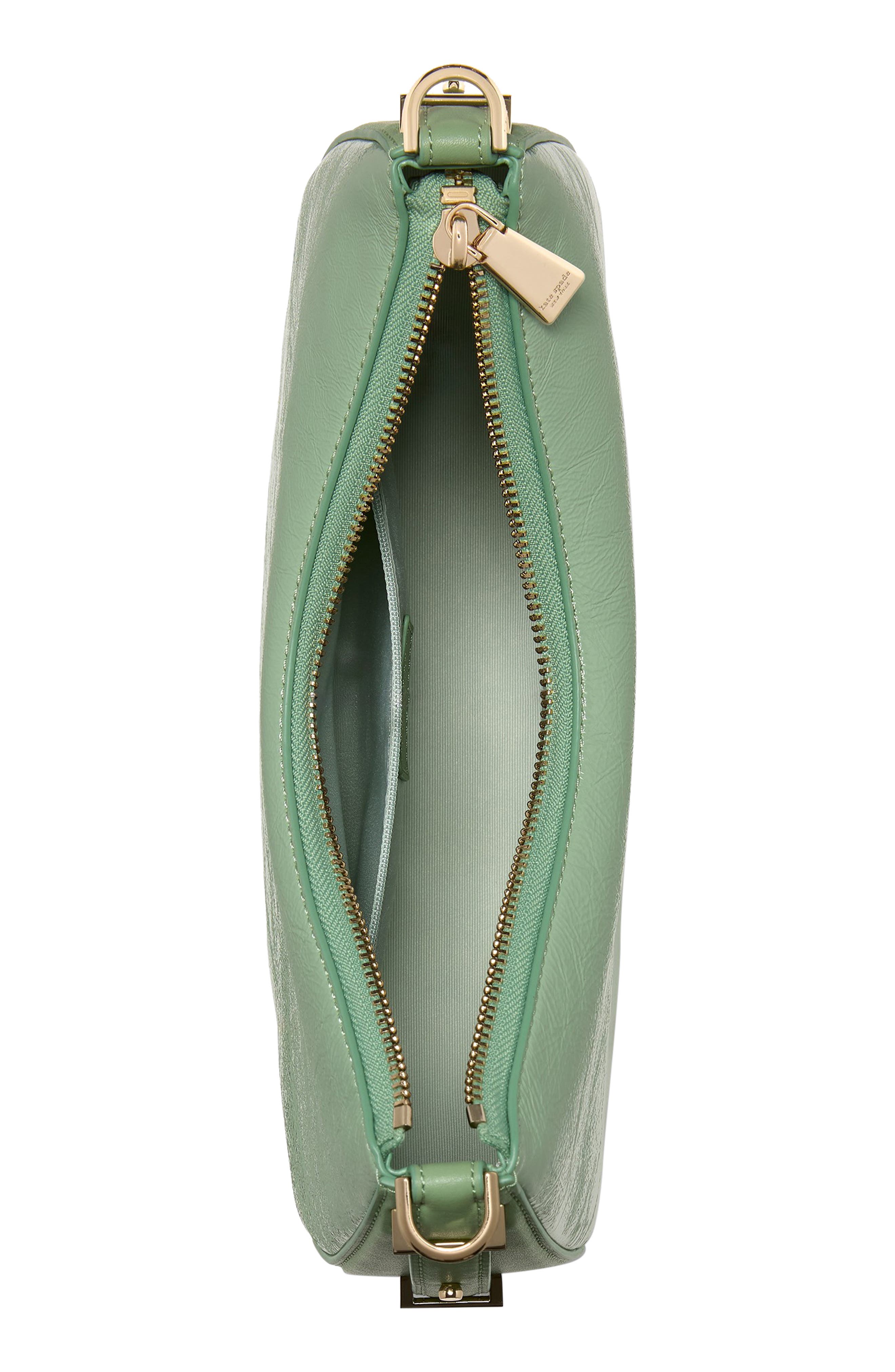 Kate Spade New York liv crinkle patent leather convertible shoulder bag, Alternate, color, Crisp Sage