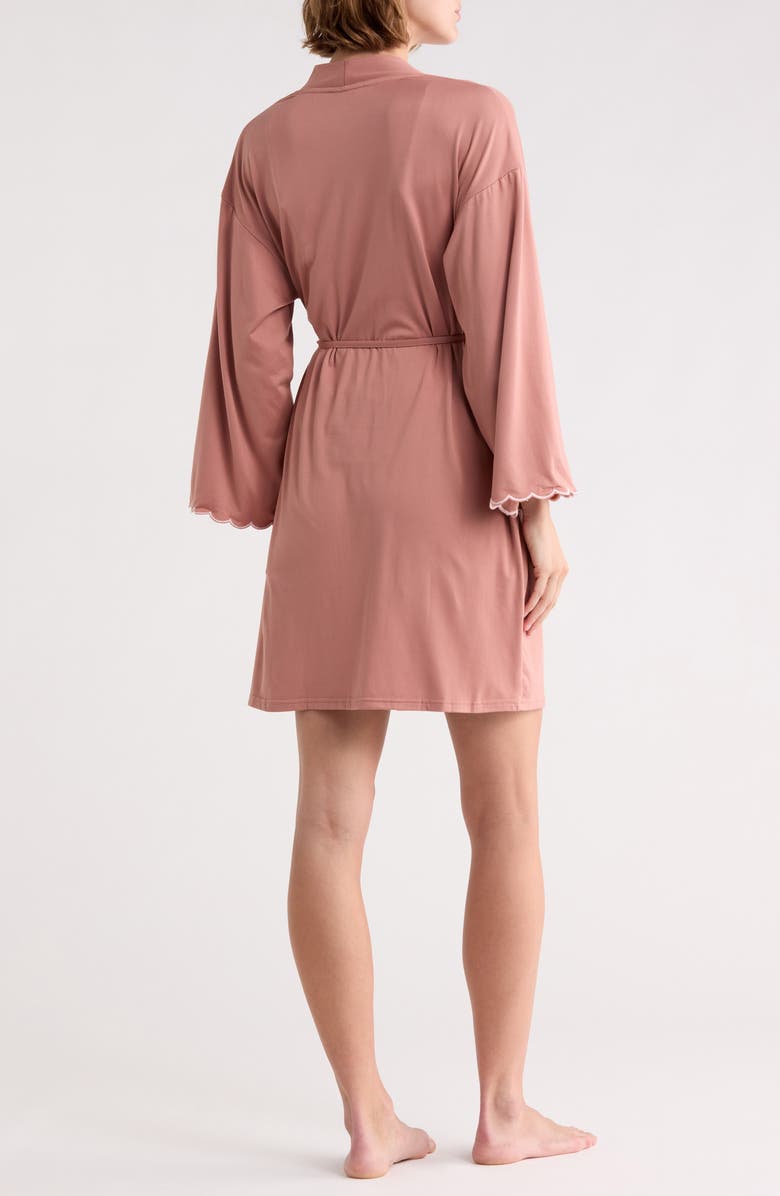 Danskin Scalloped Jersey Robe, Camisole & Shorts Set, Alternate, color, Copper Wood