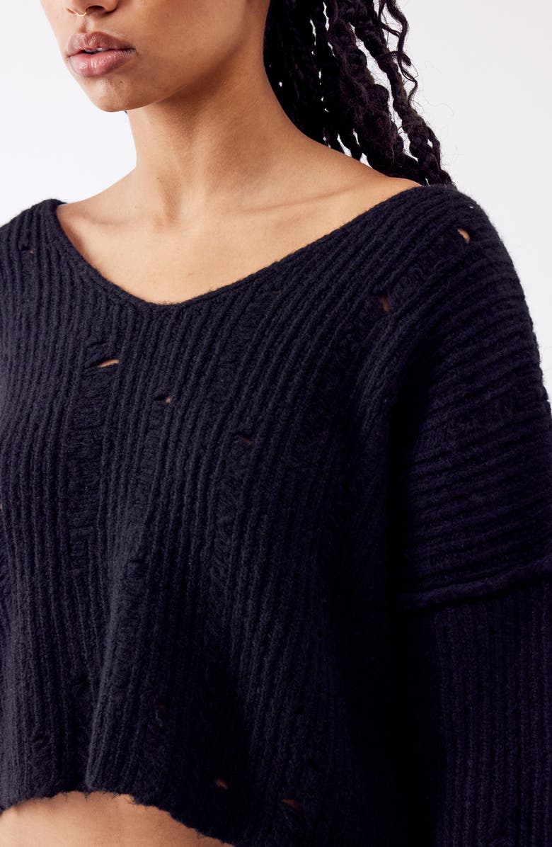 BDG Urban Outfitters Distressed V-Neck Crop Sweater, Alternate, color,