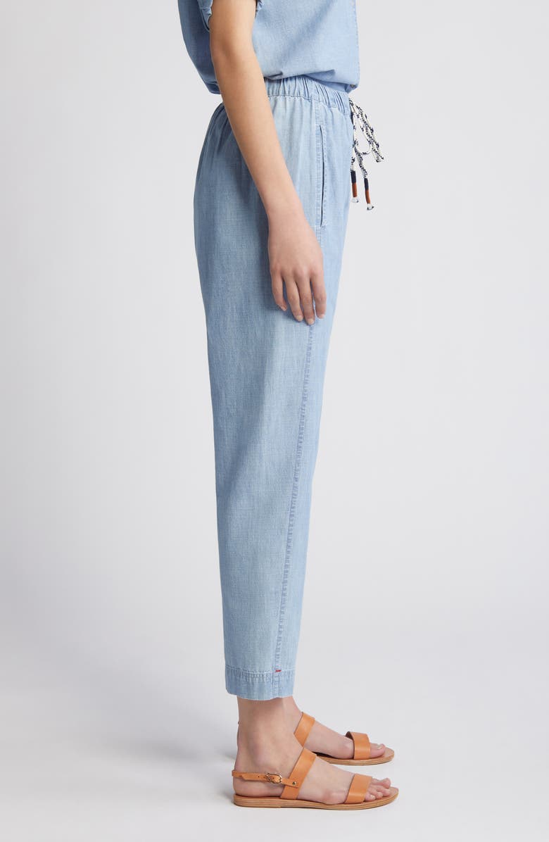XÍRENA Draper Drawstring Waist Chambray Crop Pants, Alternate, color, 