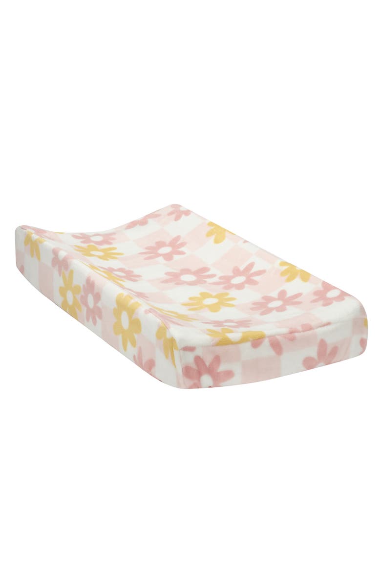 Lambs & Ivy Daisy Dreams Checkered Soft Luxury Changing Pad Cover, Main, color, Pink
