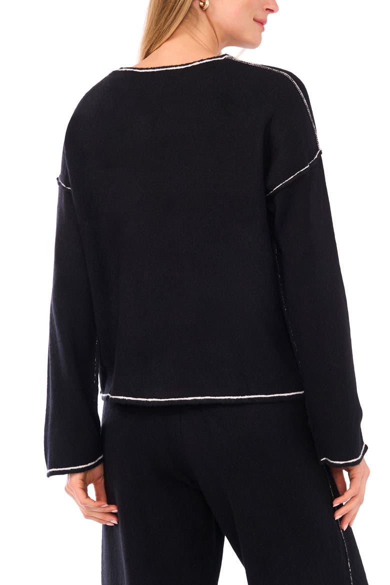 V-Neck Sweater & Pants Set, Alternate, color, RICH BLACK