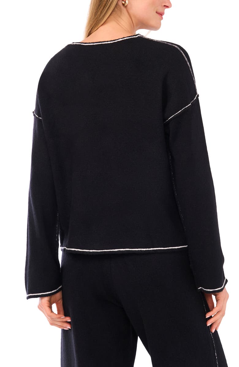 Vince Camuto V-Neck Sweater & Pants Set, Alternate, color, Rich Black