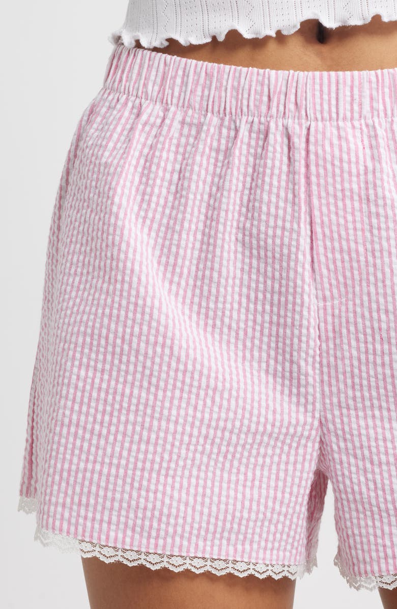 BP. Seersucker Stretch Cotton Boxer Shorts, Alternate, color, Pink Roseanna Pinstripe