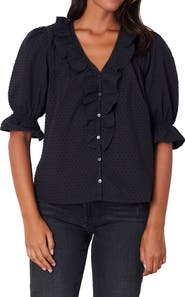 Paneros Clothing Chloe Swiss Dot Ruffle Shirt