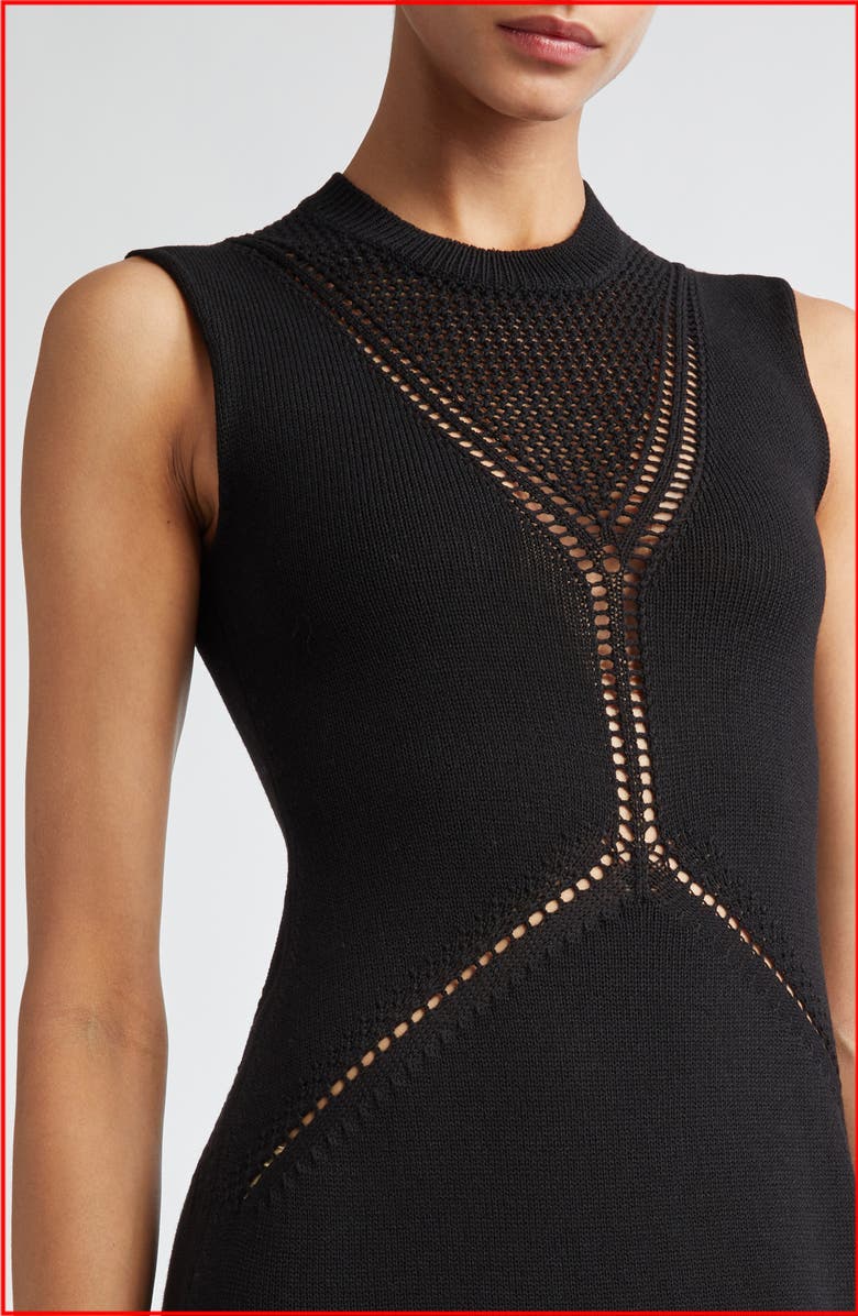 Jil Sander Wool & Cotton Pointelle Maxi Sweater Dress, Alternate, color,