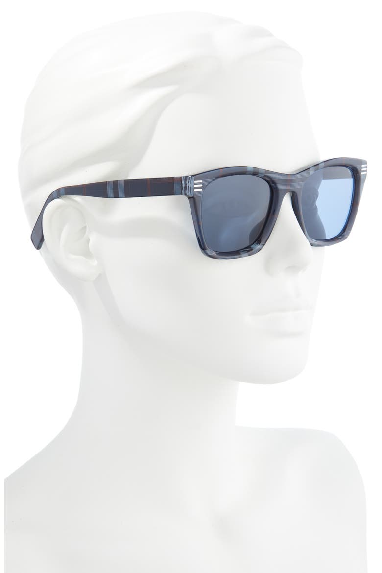 52mm Square Sunglasses, Alternate, color, NAVY CHECK/ DARK BLUE