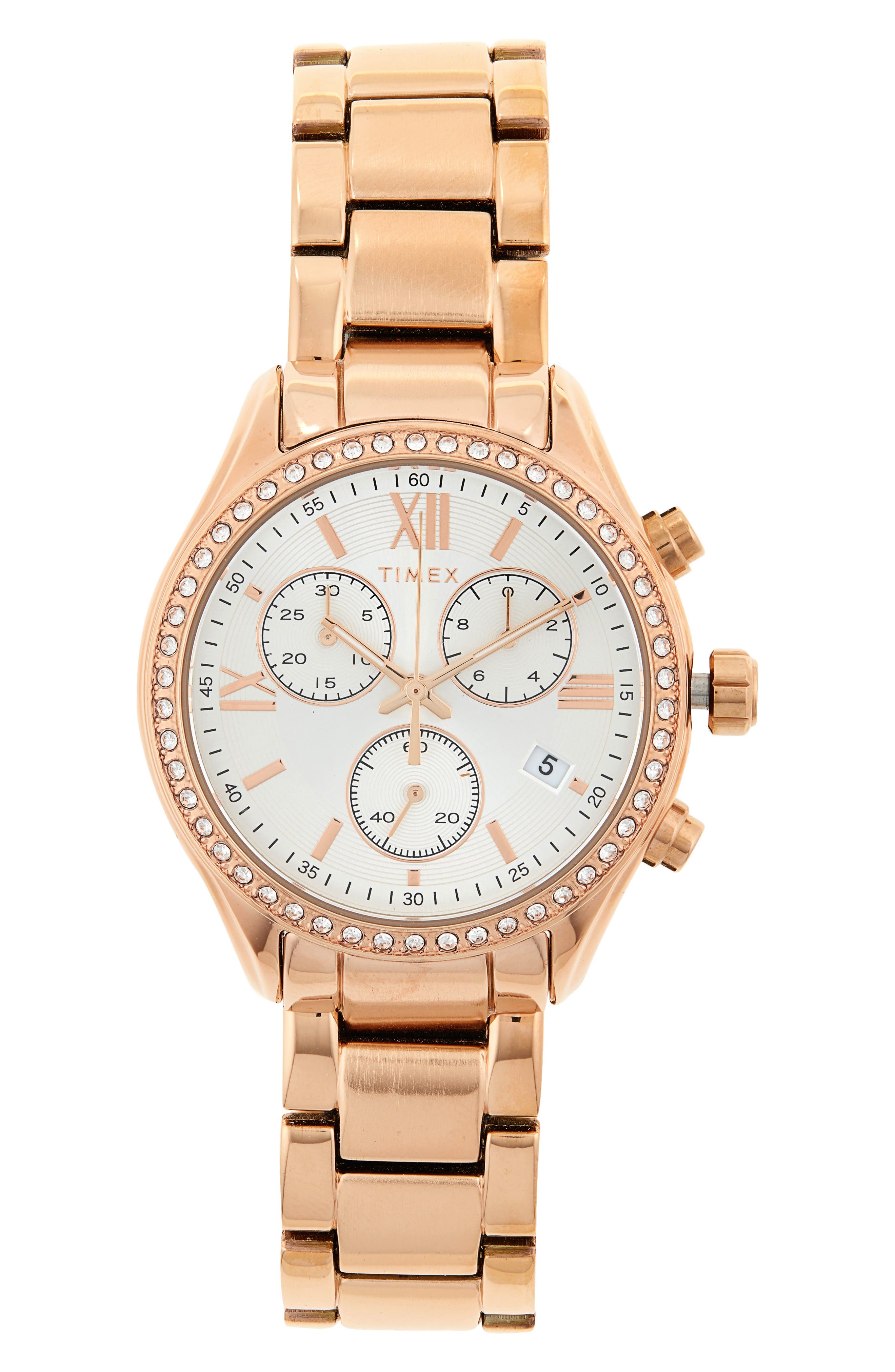 Timex® Chronograph Stainless Steel Bracelet Watch, 38mm