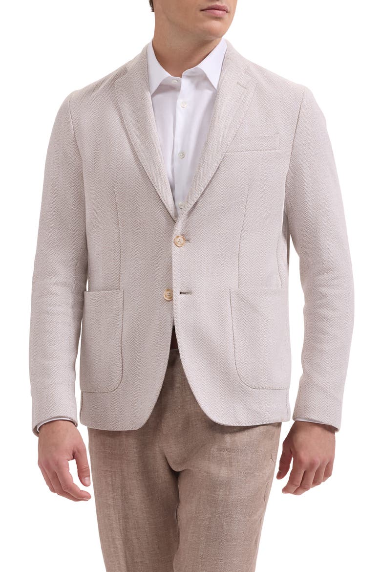 Tan Herringbone Knit Cotton Blend Sport Coat, Main, color, SAND
