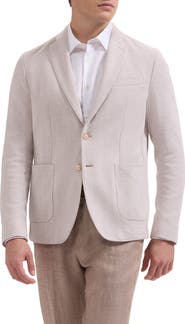 Bugatchi Tan Herringbone Knit Cotton Blend Sport Coat