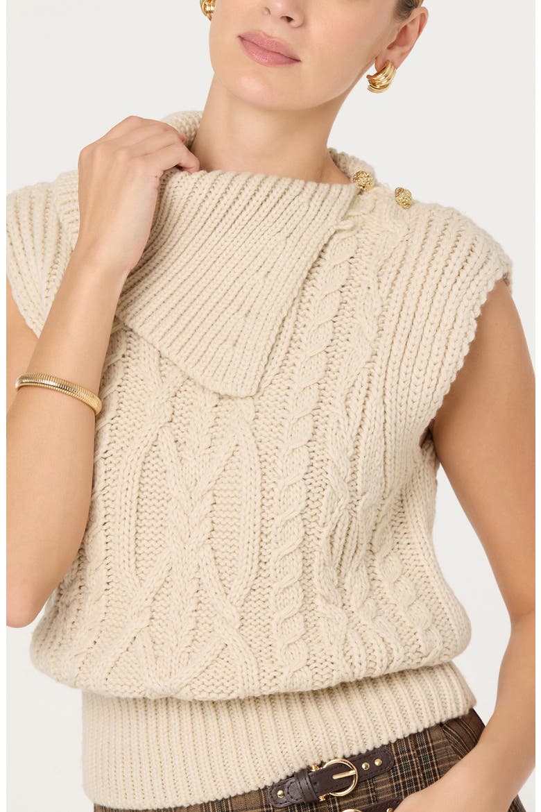 Kristin Cable Stitch Sleeveless Sweater, Alternate, color, CREAM