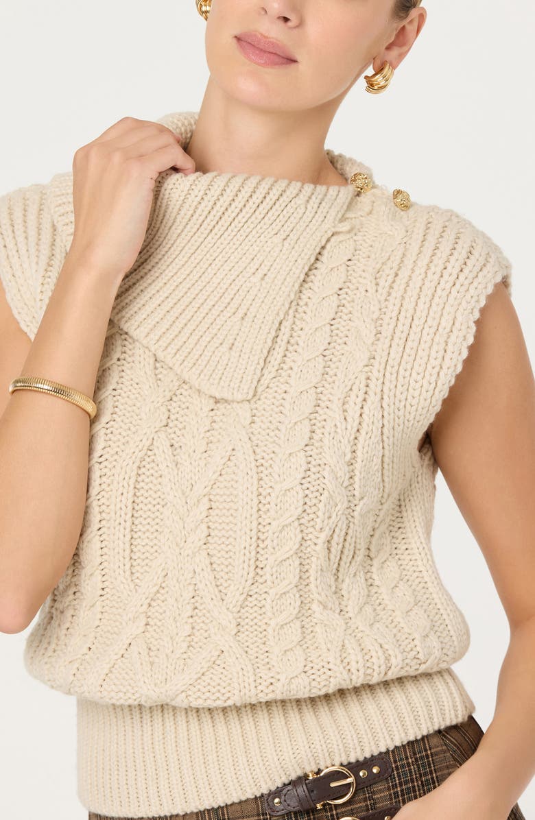 ASTR the Label Kristin Cable Stitch Sleeveless Sweater, Alternate, color, Cream