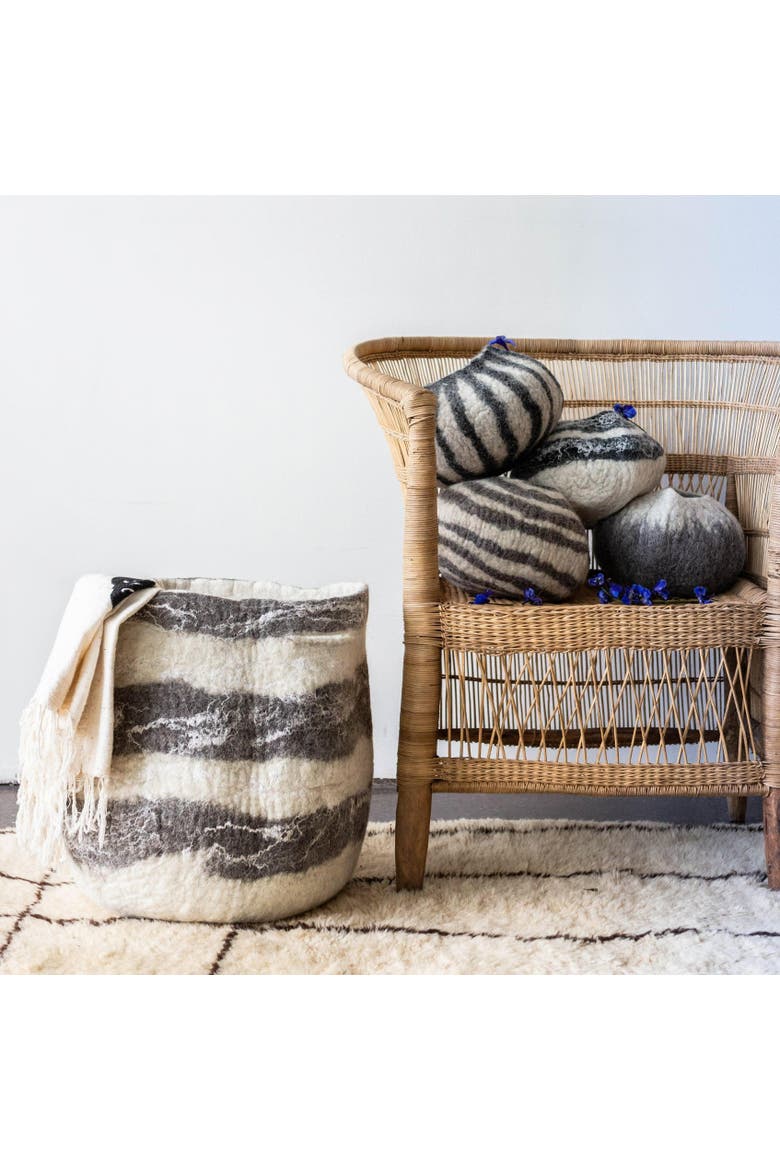 Ingobozi Woven Wool African Storage Basket, Alternate, color, White