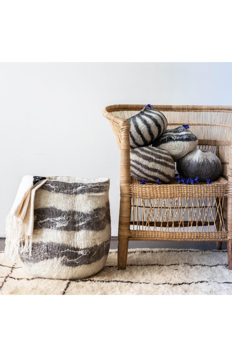 kanju Interiors Ingobozi Woven Wool African Storage Basket, Alternate, color, White