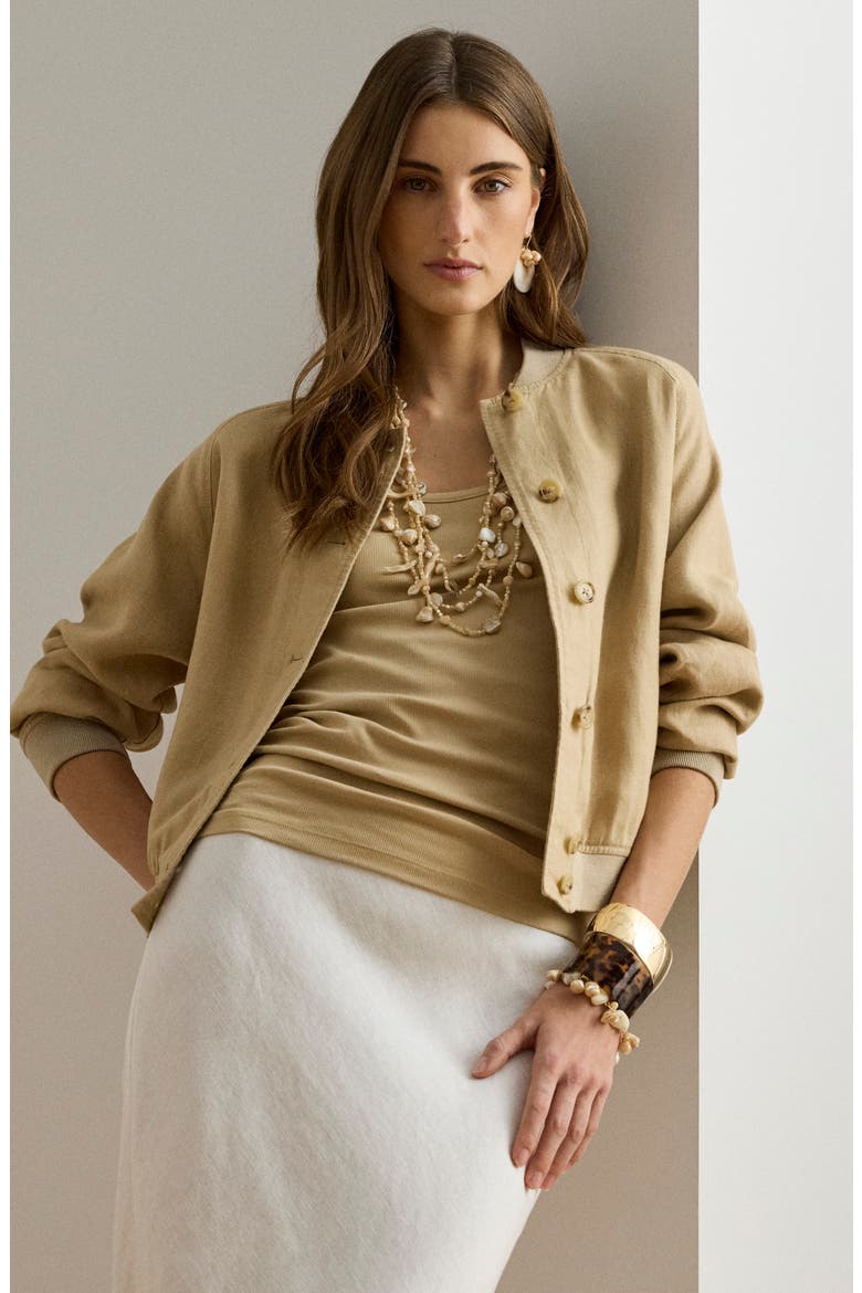 Linen Flight Jacket, Alternate, color, BIRCH BEIGE