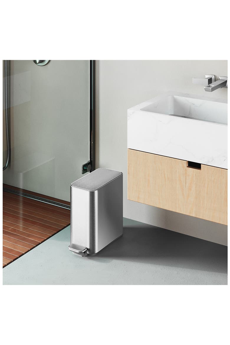 5L slim step can, Alternate, color, BRUSHED STAINLESS STEEL