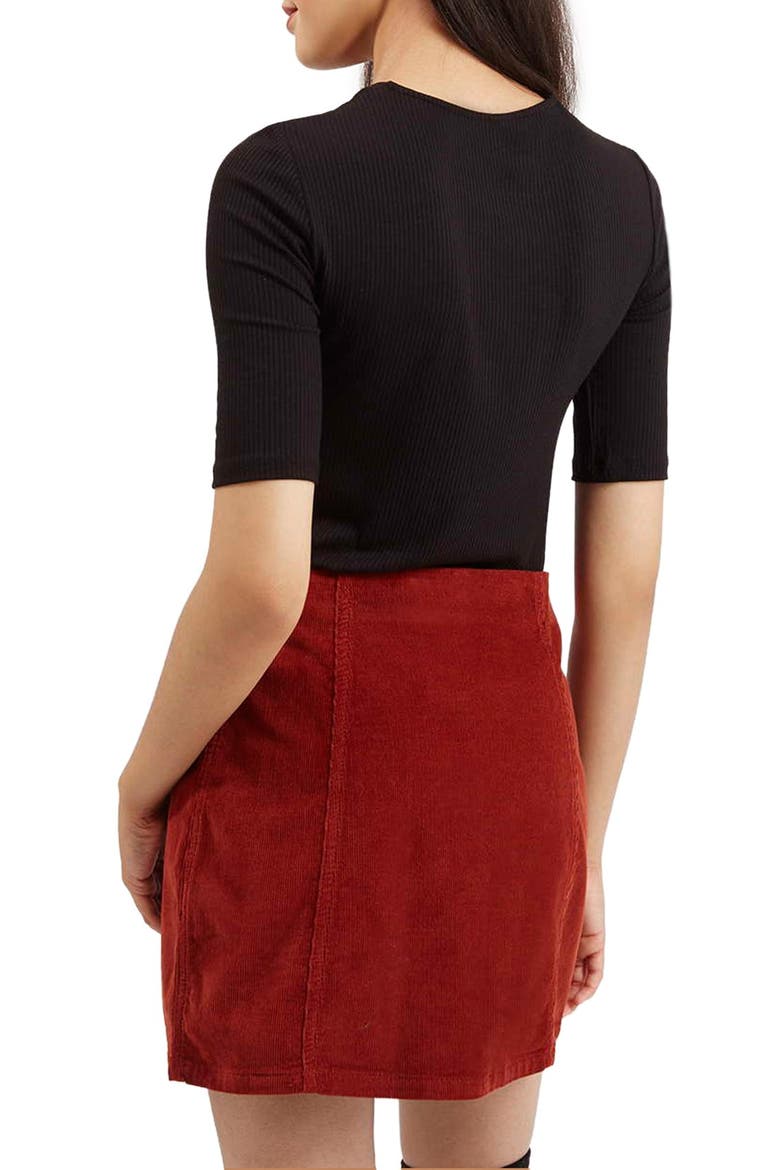 Lace-Up Short Sleeve Crop Top, Alternate, color, BLACK
