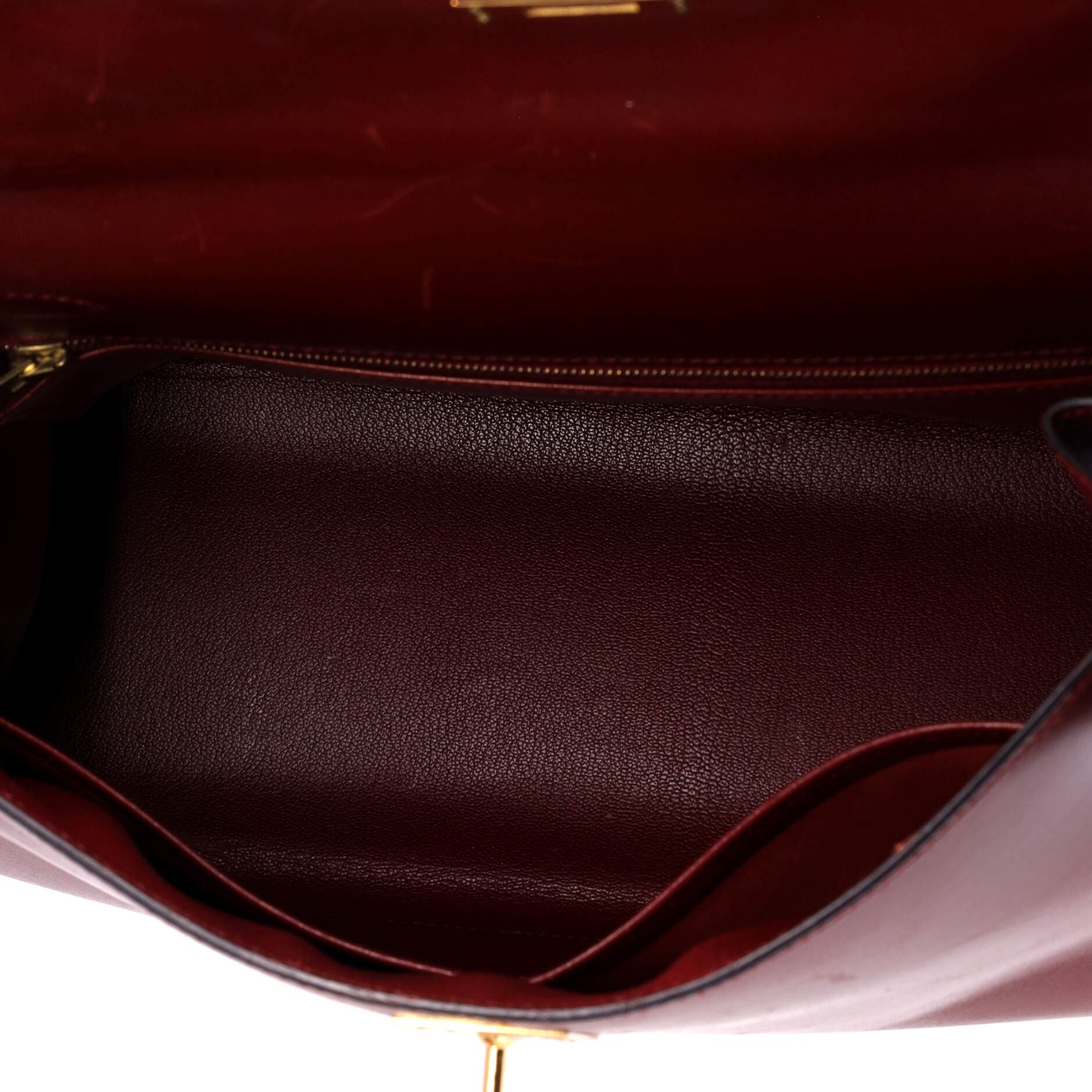 Pre-Owned Hermes Kelly Handbag Red Box Calf with Gold Hardware 32, Alternate, color, Rouge H