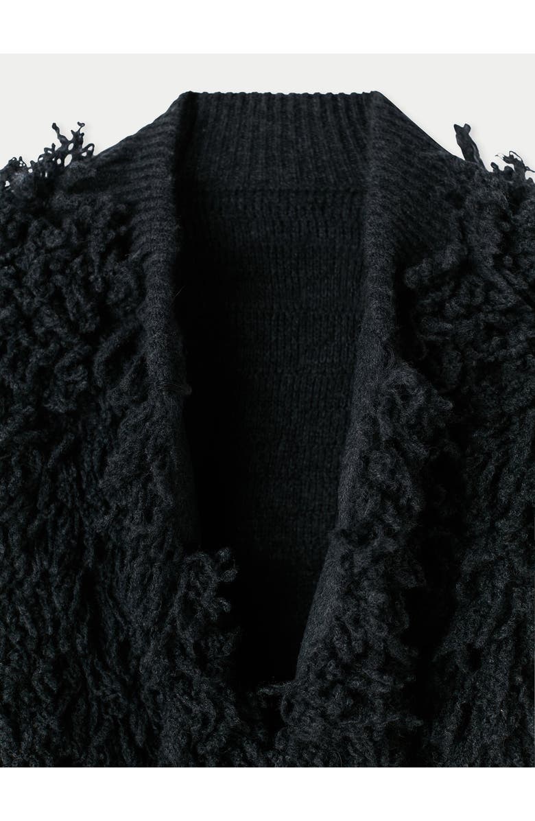 GOBI Mongolian Cashmere Loop-Stitch Cashmere Cardigan, Alternate, color, Charcoal