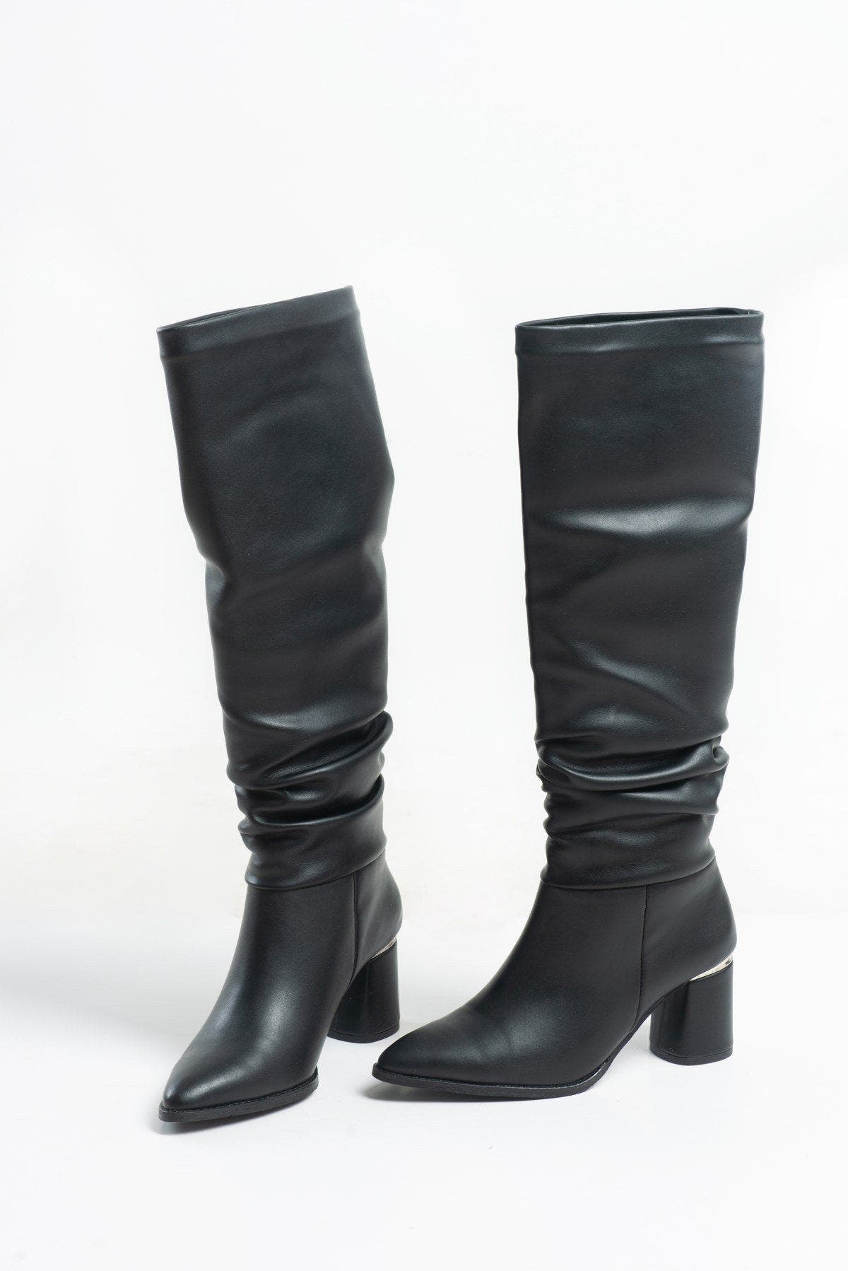 Vianella Block Heel Knee High Boot, Alternate, color, Black Faux Leather