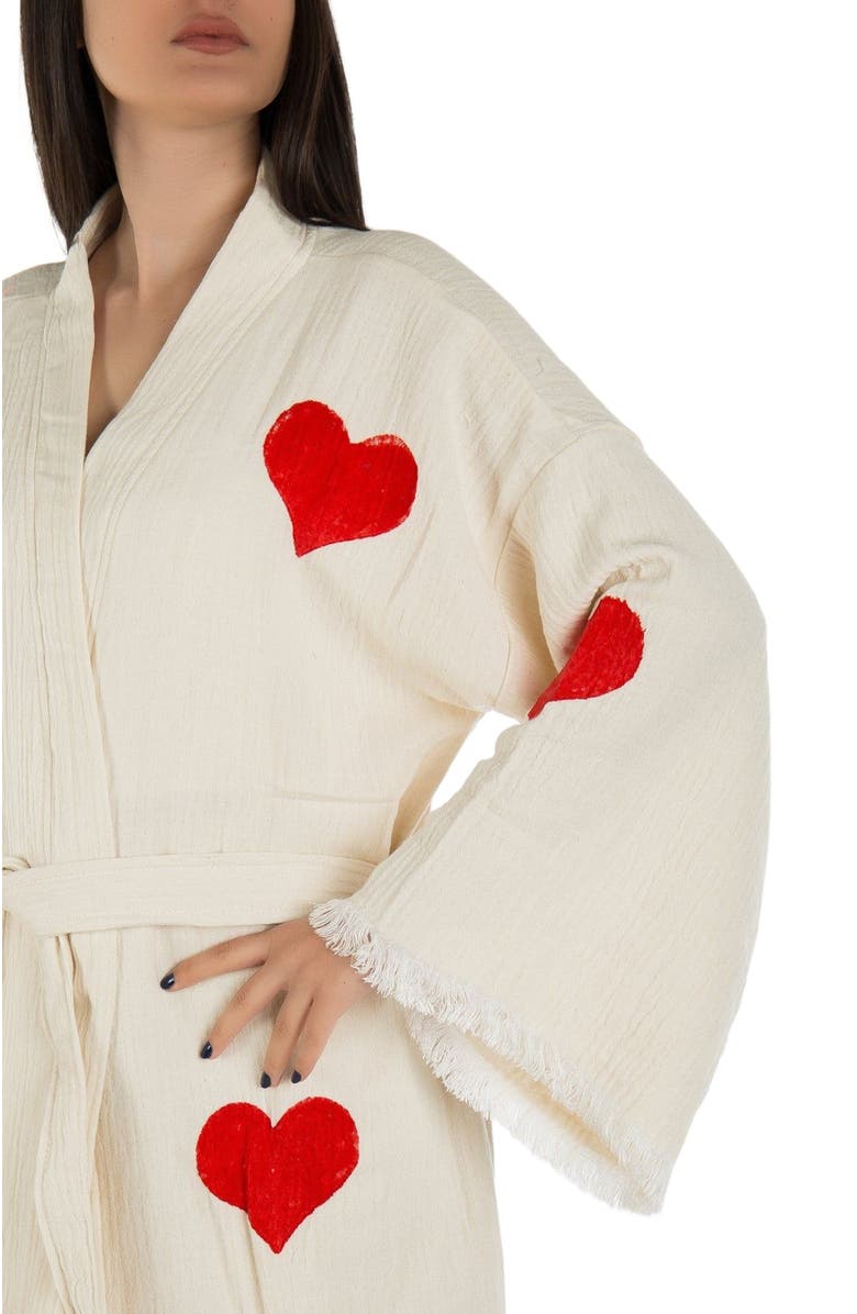 Forever & Always Shoes Linda - Red Hearts Handmade Cotton Kimono, Alternate, color, Off-White