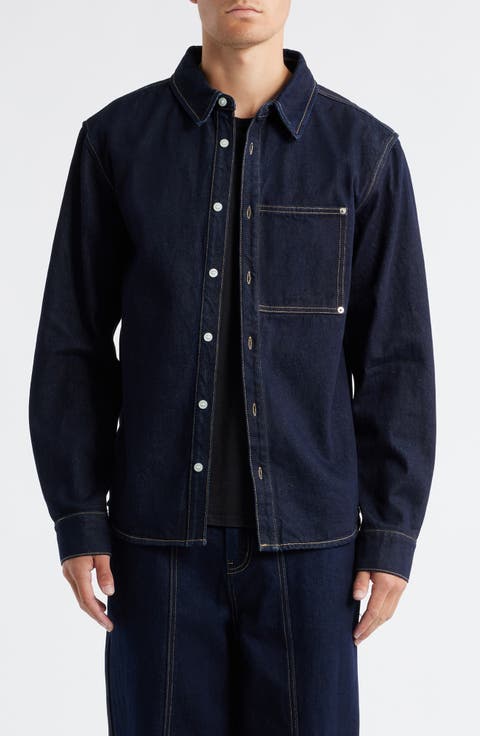Cotton Denim Button-Up Shirt