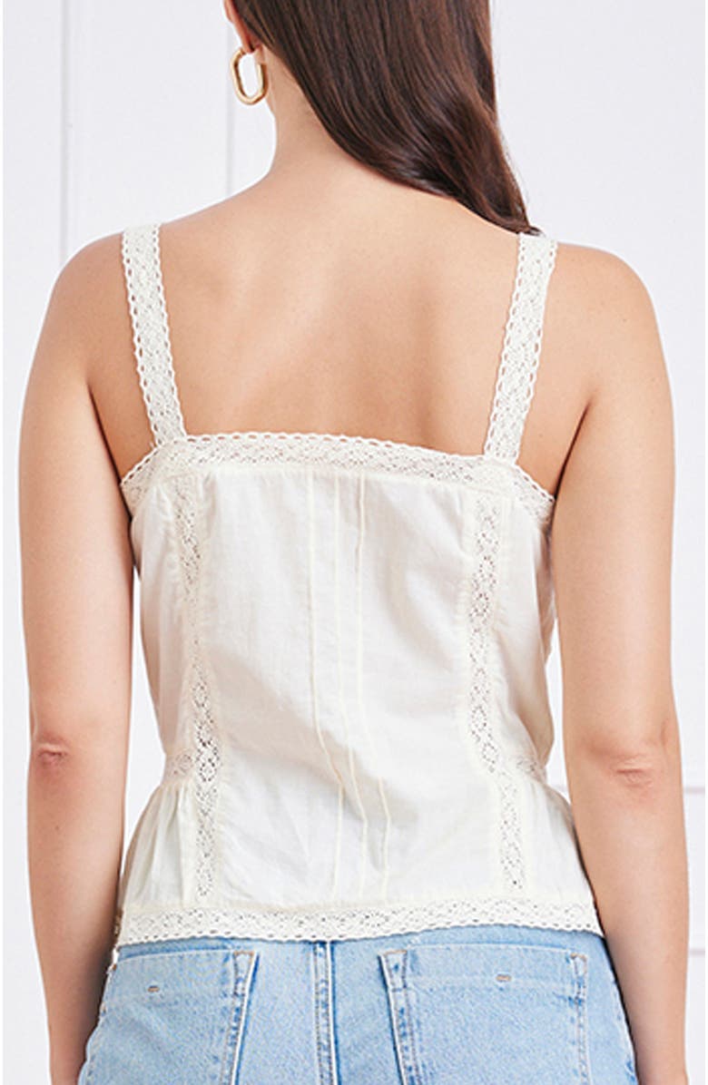 Paneros Clothing Louie Cotton Lace Inset Tank, Alternate, color, Cream