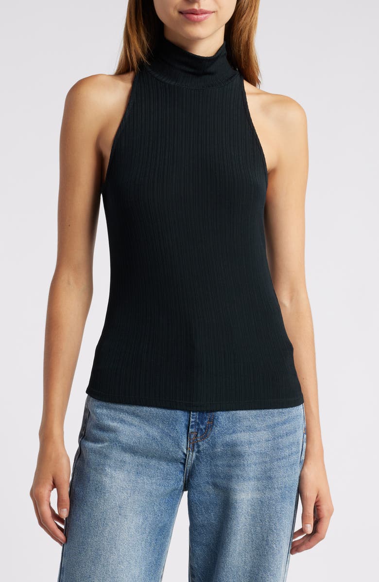 PAIGE Momo Rib Turtleneck Tank, Main, color, Black